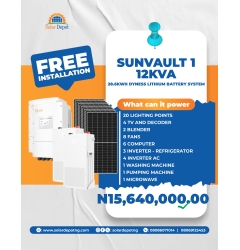-------SunVault 1 Package-------- 12KVA Inverter  28.6KWH Lithium  Battery  20 x 565W Solar Panels Roof Rack Thunder Arrestor Cables